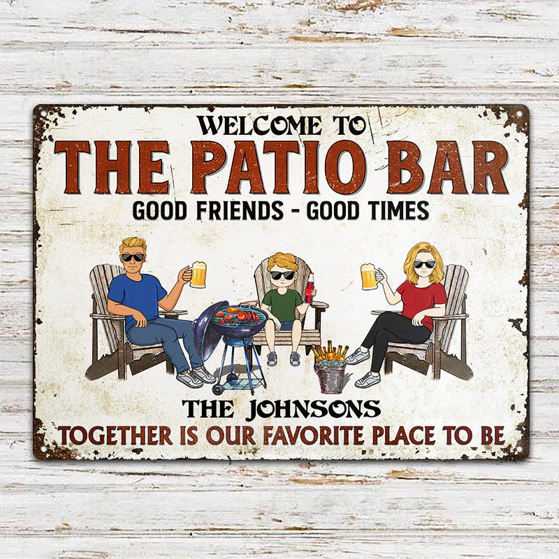 Patio Bar Together Is Our Favorite Place To Be Family - Backyard Sign - Personalized Custom Classic Metal Signs - Image 2