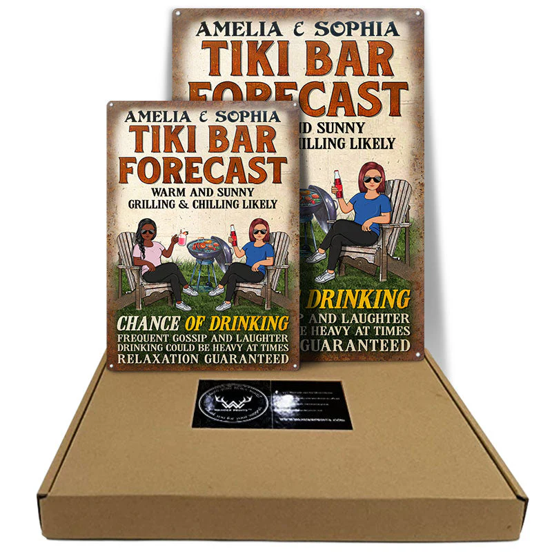 Patio Forecast Grilling And Chilling Chance Of Drinking - Backyard Sign - Personalized Custom Classic Metal Signs - Image 3