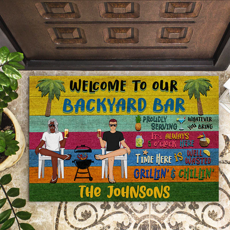 Patio Welcome Grilling Chilling - Gift For Couples - Personalized Custom Doormat - Image 2