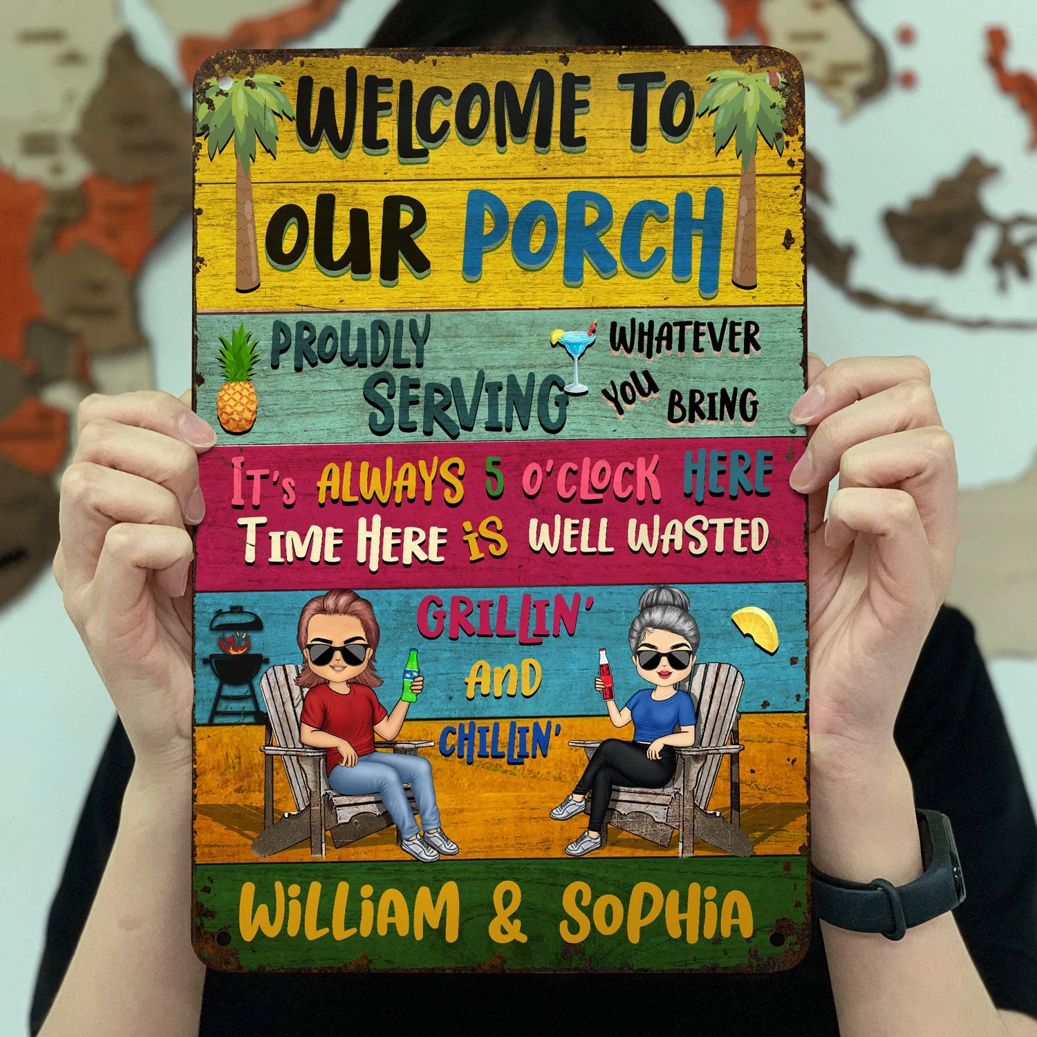 Patio Welcome Grilling Proudly Serving Whatever You Bring - Backyard Sign - Personalized Custom Classic Metal Signs - Image 3