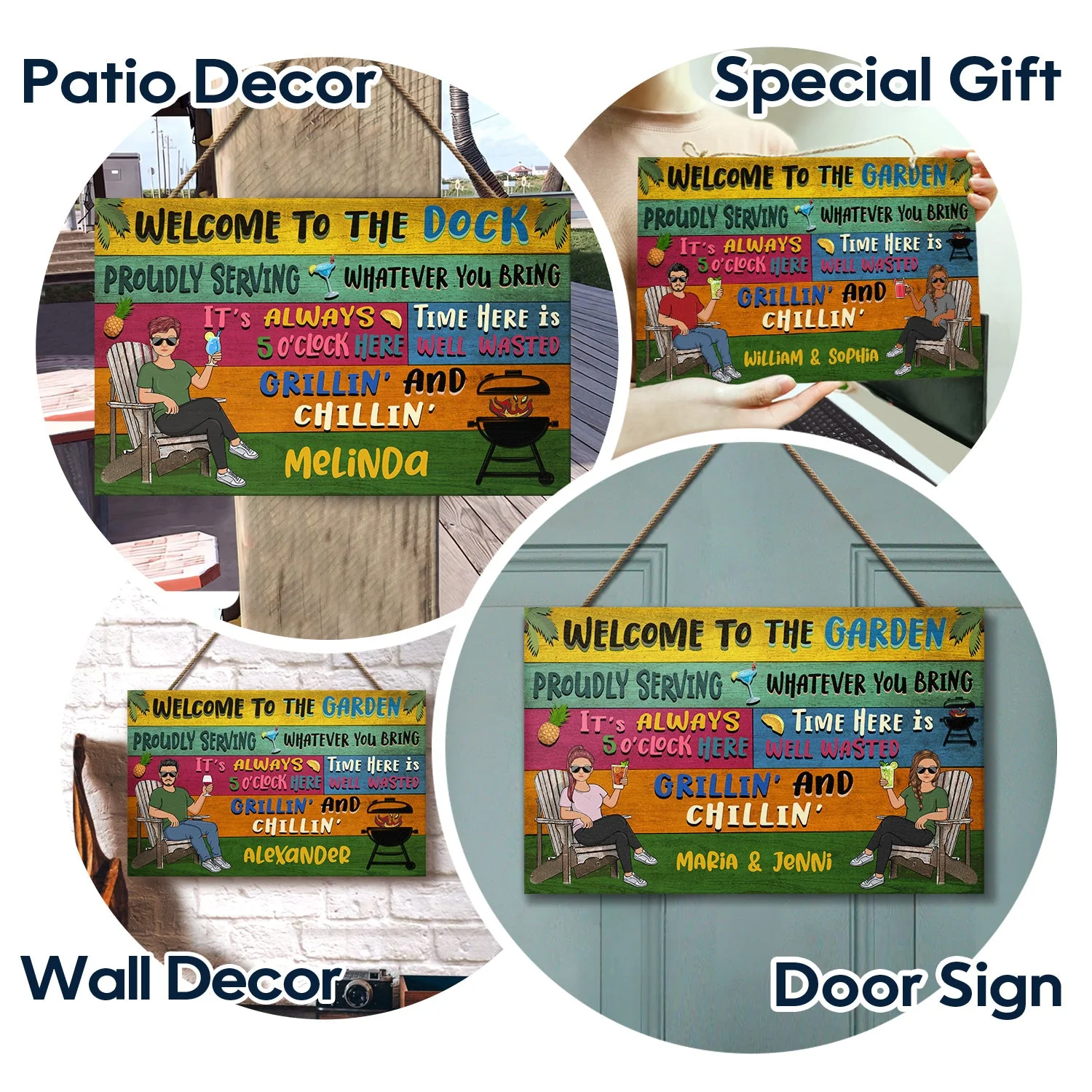 Patio Welcome Grilling Proudly Serving Whatever You Bring Couple Single - Home Decor, Backyard Decor, Gift For Her, Him, Family, Couples, Husband, Wife - Personalized Custom Wood Rectangle Sign - Image 6