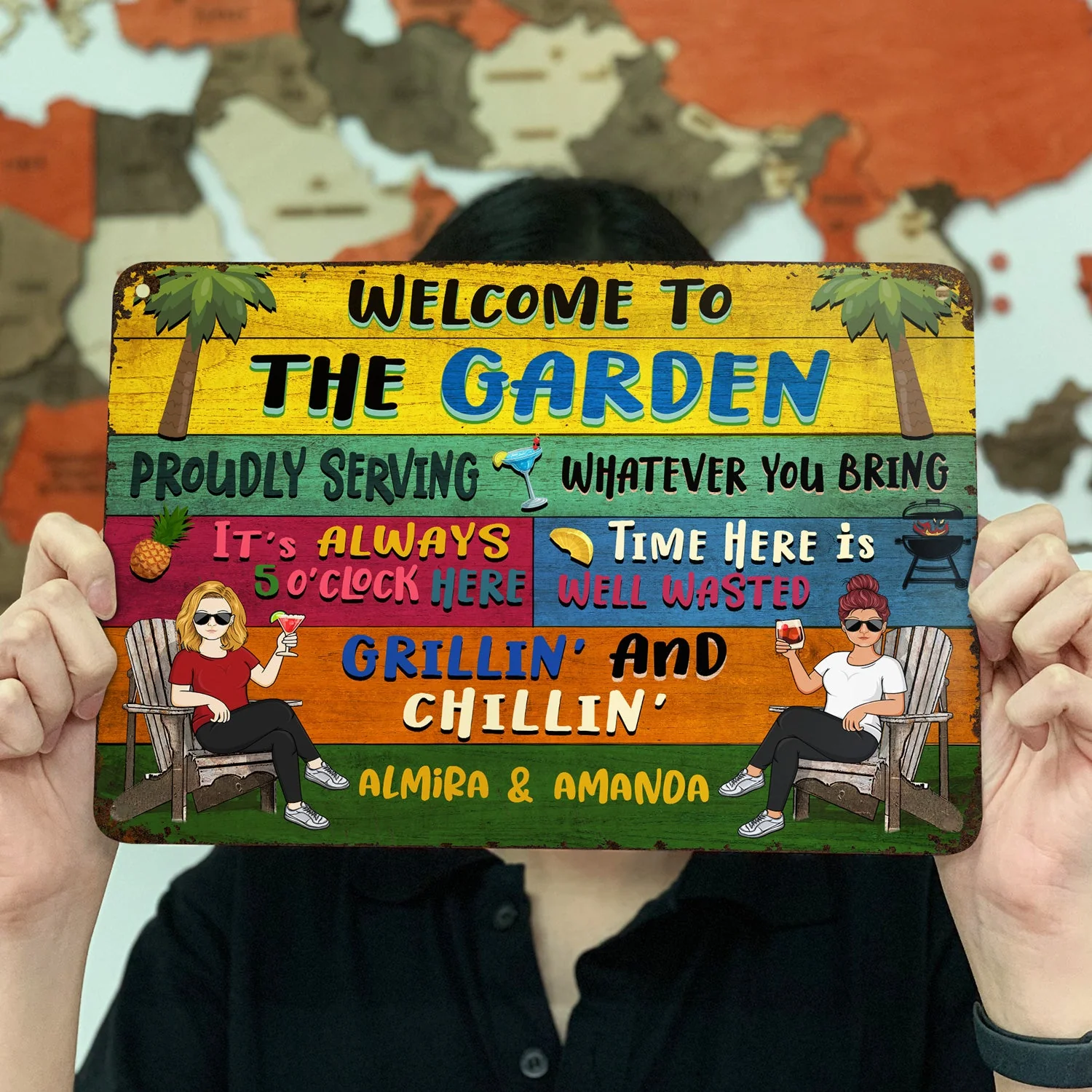 Patio Welcome Grilling Proudly Serving Whatever You Bring Couple Single Horizontal - Home Decor, Backyard Decor, Gift For Her, Him, Family, Husband, Wife - Personalized Custom Classic Metal Signs - Image 3