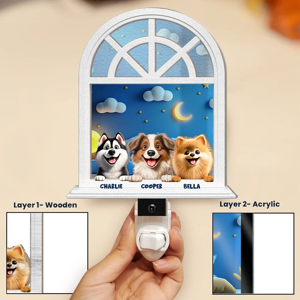 Paw Guards In The Windowsill - Personalized Plug-in Night Light - Image 3