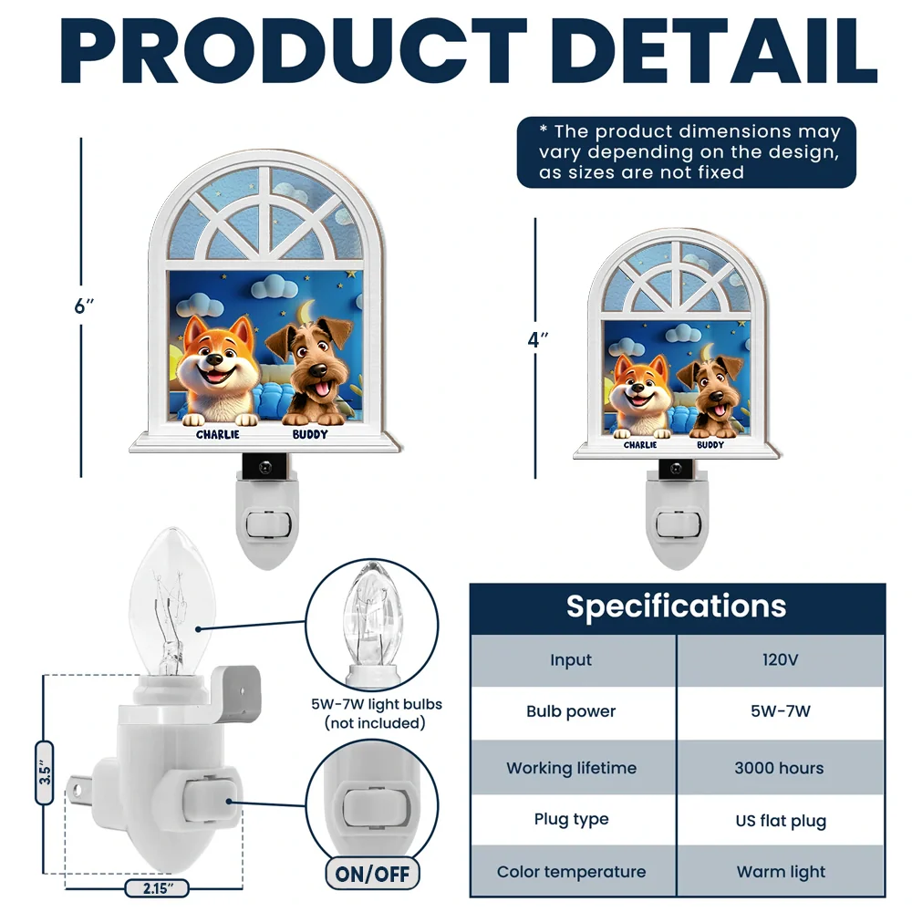 Paw Guards In The Windowsill - Personalized Plug-in Night Light - Image 6