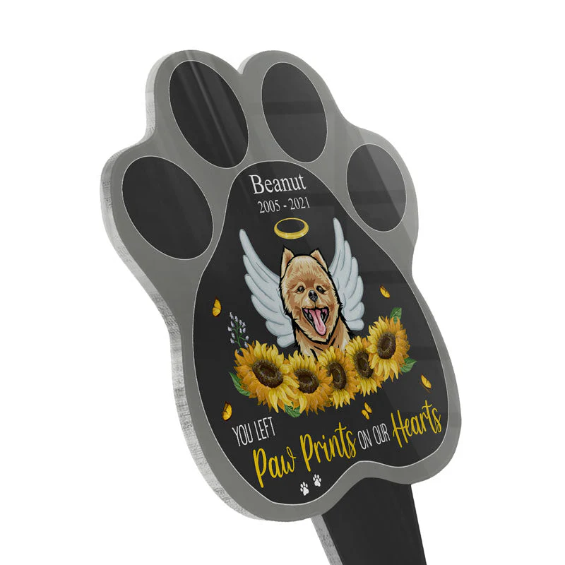 Paw Prints On Our Hearts - Dog Memorial Gift - Personalized Custom Paw Shaped Acrylic Plaque Stake - Image 3