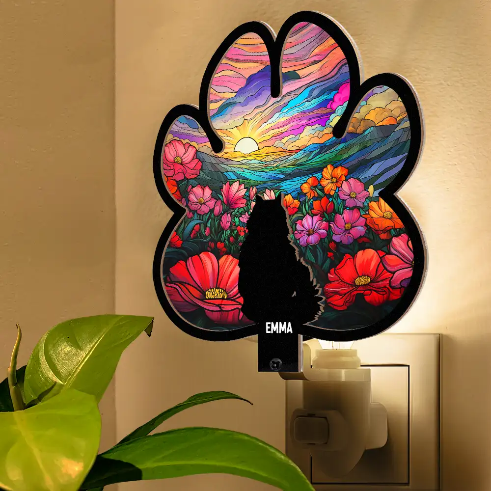 Paw Shaped Light With Dog Cat - Personalized Plug-in Night Light - Image 5