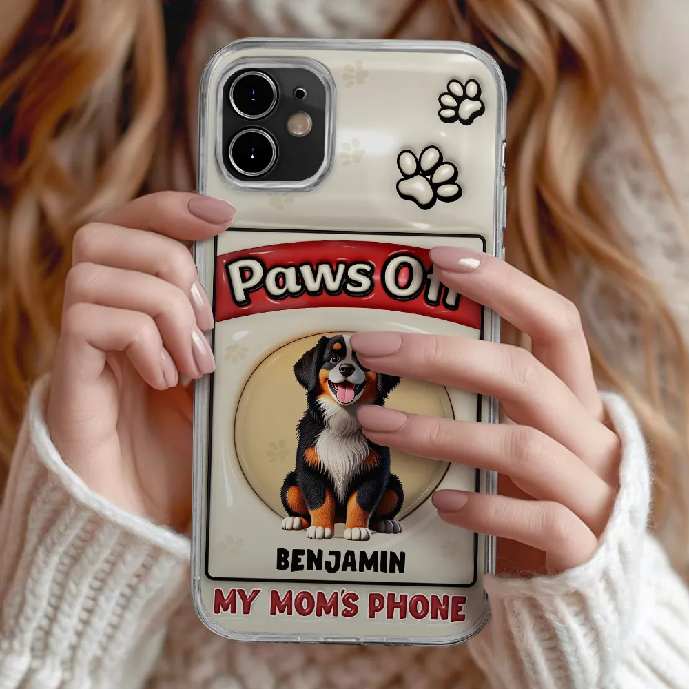 Paws Off Mom Dad Dog Cat Pet Lover - Personalized Clear Phone Case - Image 2