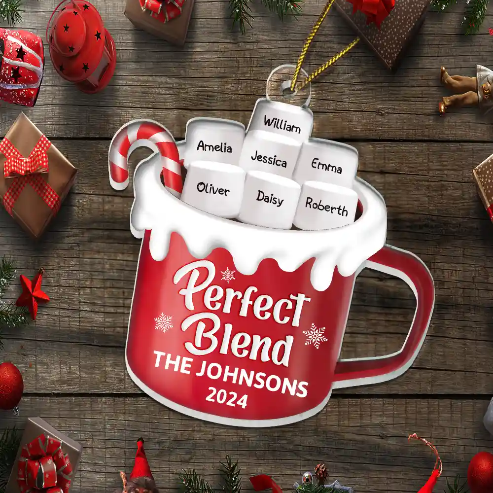 Perfect Blend Hot Cocoa Christmas Family - Personalized Custom Shaped Acrylic Ornament - Image 5