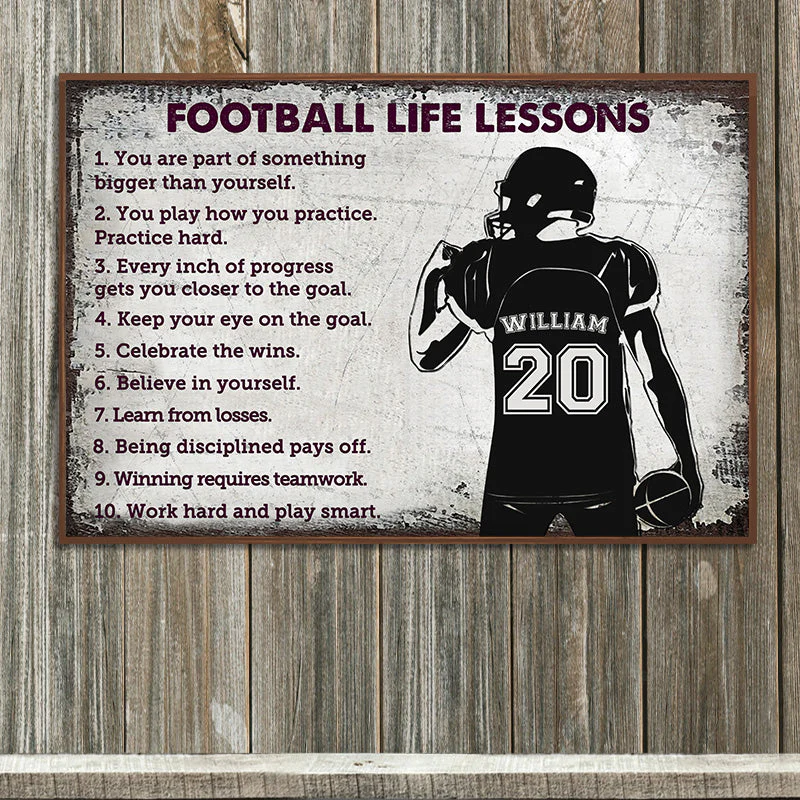 Personalized American Football Life Lessons White Custom Poster - Image 4