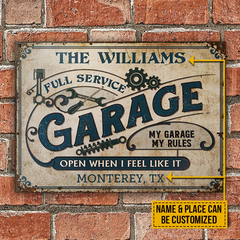 Personalized Auto Mechanic Garage My Rules Customized Classic Metal Signs - Image 2