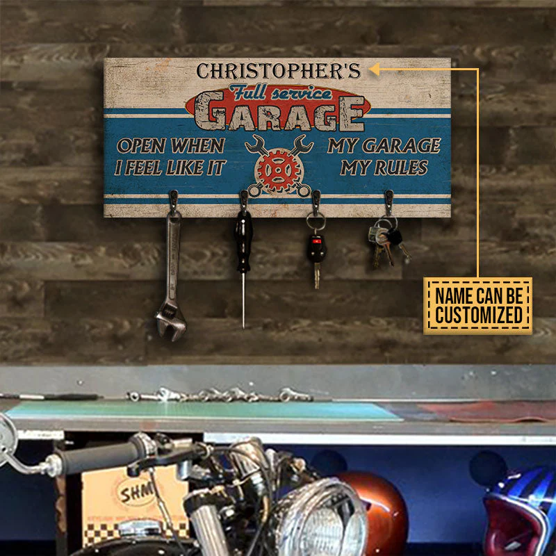 Personalized Auto Mechanic Garage Open When I Feel Like Custom Wood Key Holder - Image 4