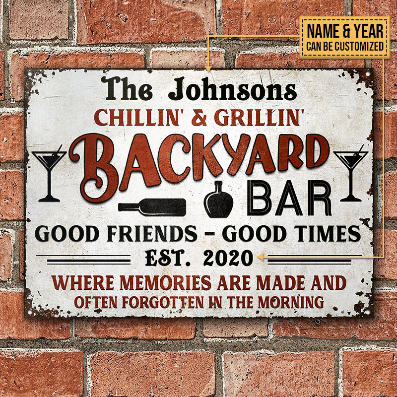 Personalized Backyard Bar Where Memories Are Made Custom Classic Metal Signs - Image 2