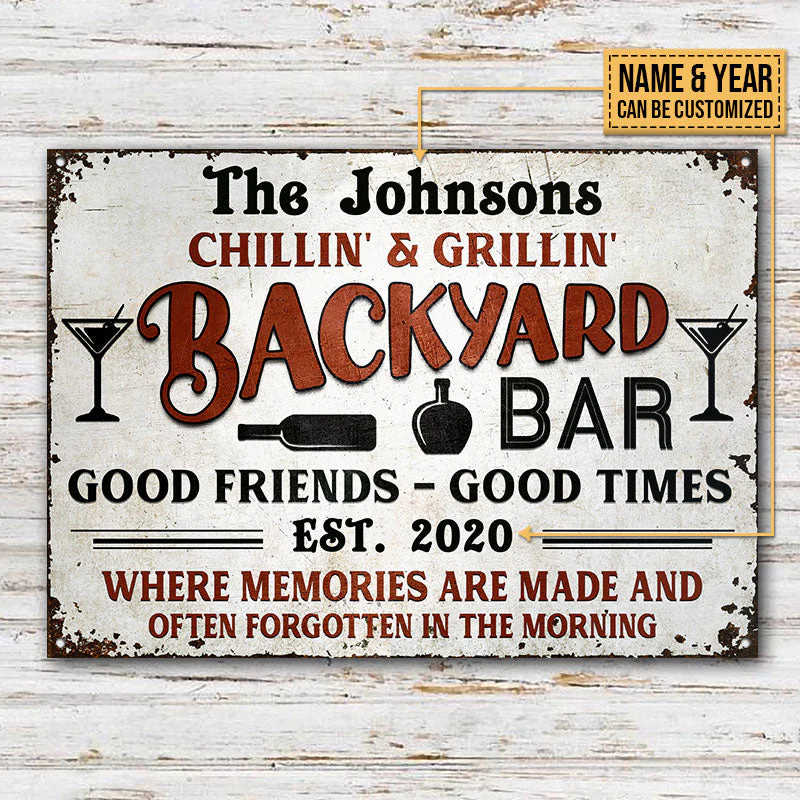 Personalized Backyard Bar Where Memories Are Made Custom Classic Metal Signs - Image 3