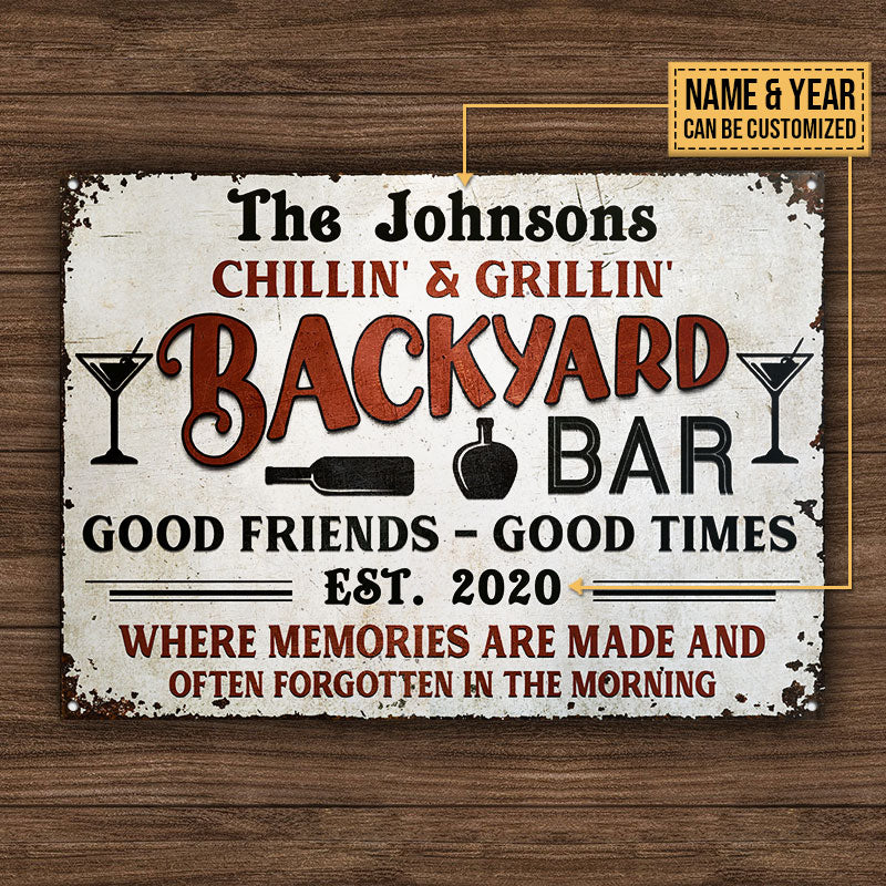 Personalized Backyard Bar Where Memories Are Made Custom Classic Metal Signs - Image 4