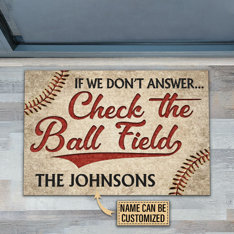 Personalized Baseball Check The Ball Field Customized Doormat - Image 2
