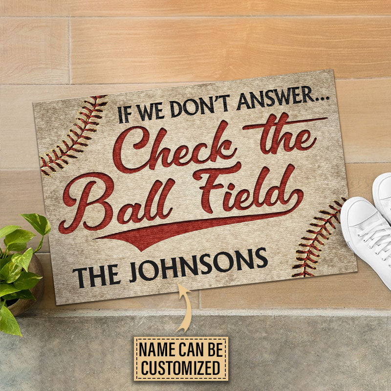 Personalized Baseball Check The Ball Field Customized Doormat - Image 3