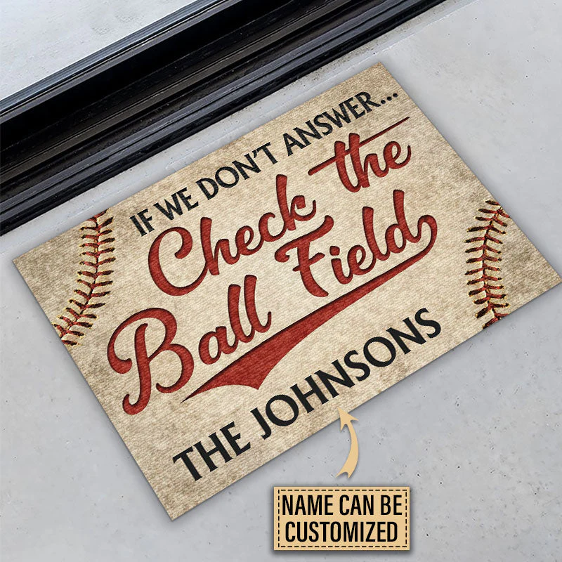 Personalized Baseball Check The Ball Field Customized Doormat - Image 4