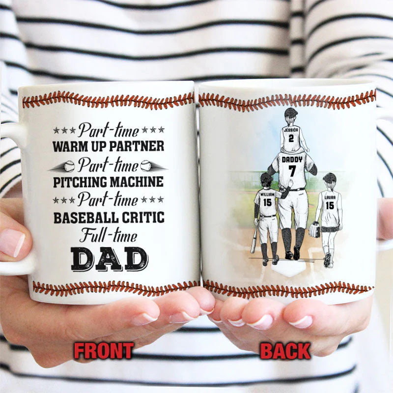 Personalized Baseball Dad And Child Thank You Dad Custom Mug - Image 4