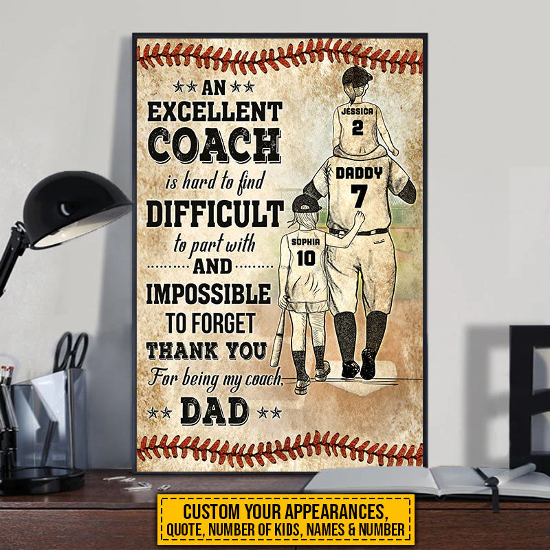 Personalized Baseball Dad And Child Thank You Dad Custom Quotes Custom Poster - Image 5