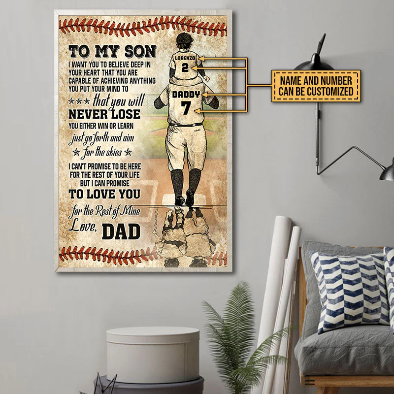Personalized Baseball Dad And Son Never Lose Customized Poster - Image 3