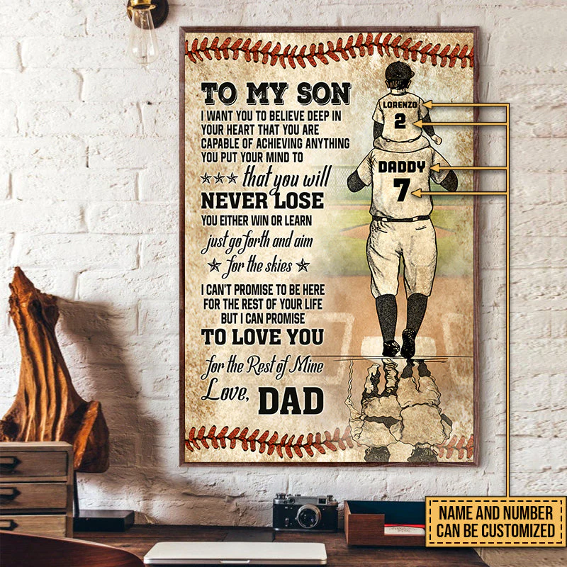 Personalized Baseball Dad And Son Never Lose Customized Poster - Image 4