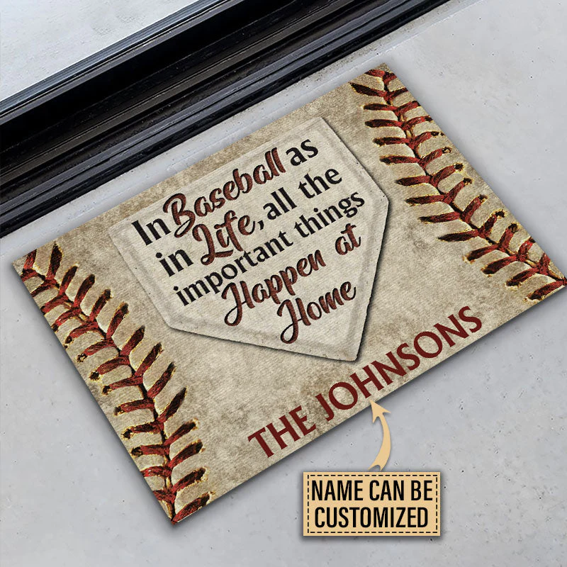 Personalized Baseball Happen At Home Custom Doormat - Image 4