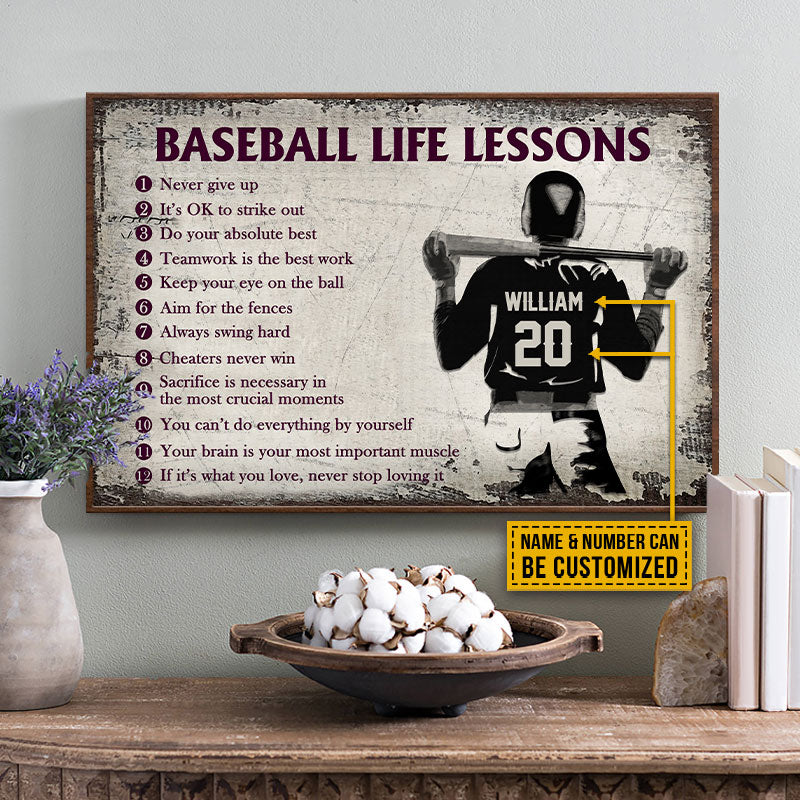 Personalized Baseball Life Lessons Customized Poster - Image 4