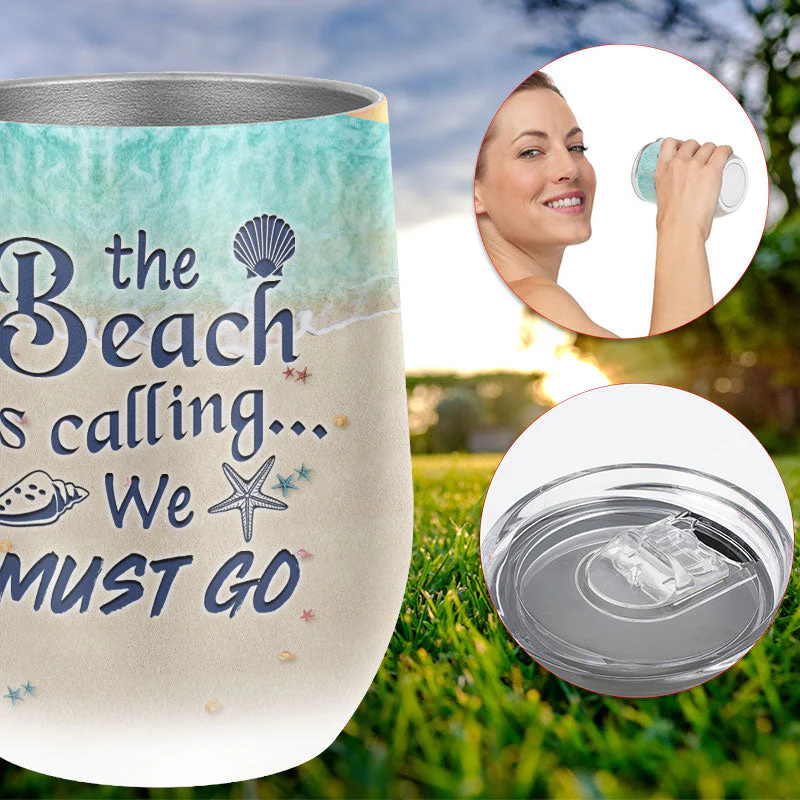 Personalized Beach Beach Is Calling Custom Wine Tumbler - Image 9