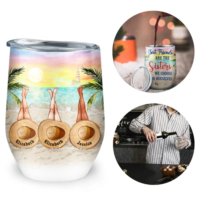 Personalized Beach Bestie Choose For Ourselves Custom Wine Tumbler - Image 3