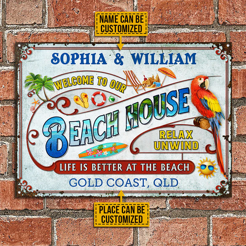 Personalized Beach Surfing Life Is Better Custom Classic Metal Signs - Image 2