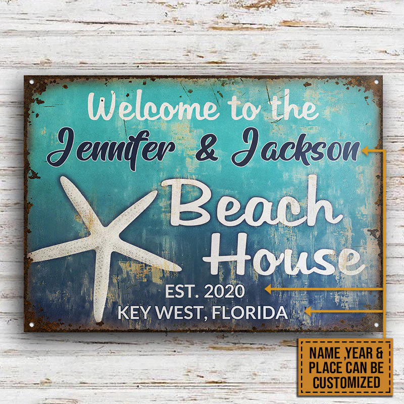 Personalized Beach Welcome To Beach House Custom Classic Metal Signs - Image 3