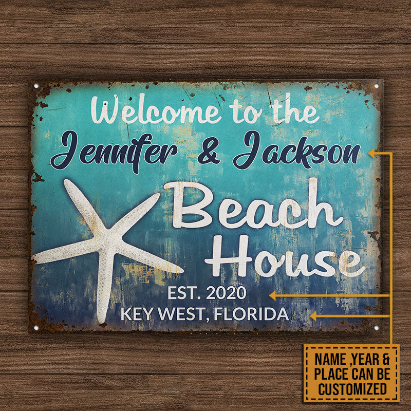Personalized Beach Welcome To Beach House Custom Classic Metal Signs - Image 4