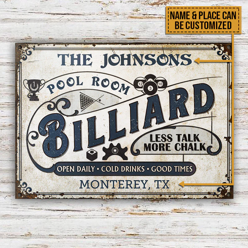 Personalized Billiard Pool Room Custom Classic Metal Signs - Image 3