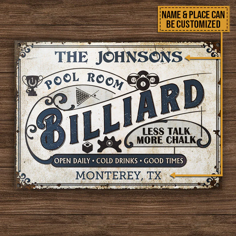 Personalized Billiard Pool Room Custom Classic Metal Signs - Image 4