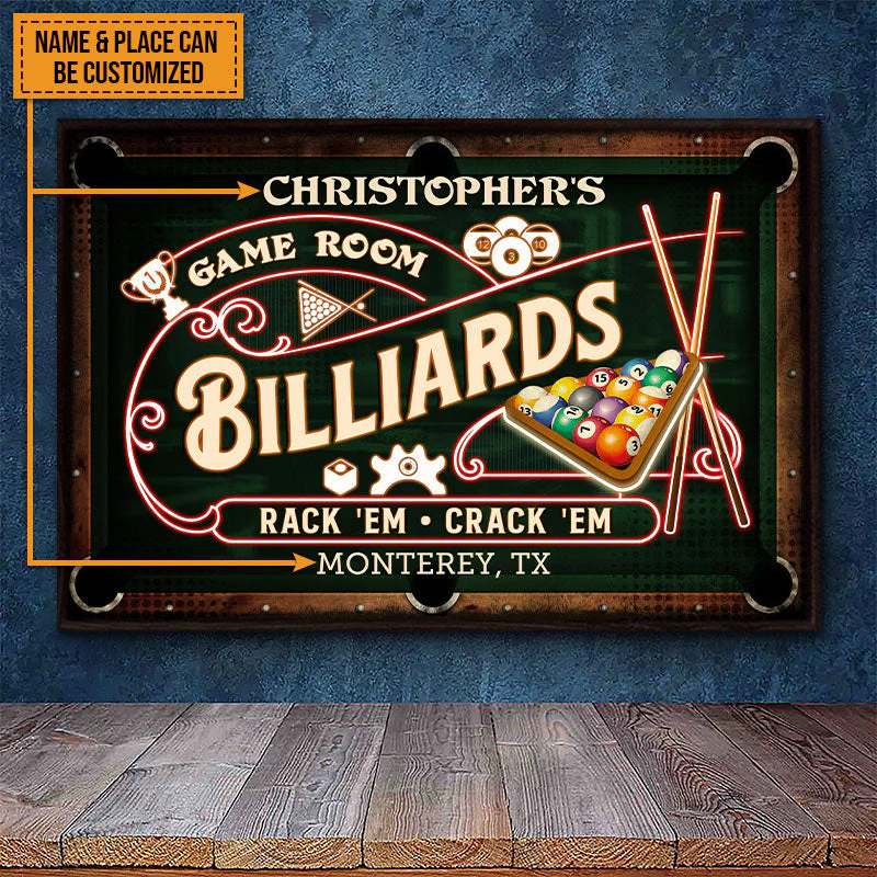 Personalized Billiards Game Room Neon Custom Poster - Image 3