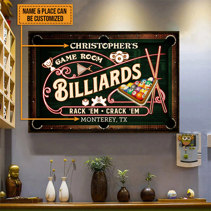 Personalized Billiards Game Room Neon Custom Poster - Image 4
