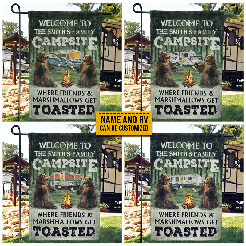 Personalized Camping Bear Welcome To Campfire Custom RV Customized Flag - Image 3