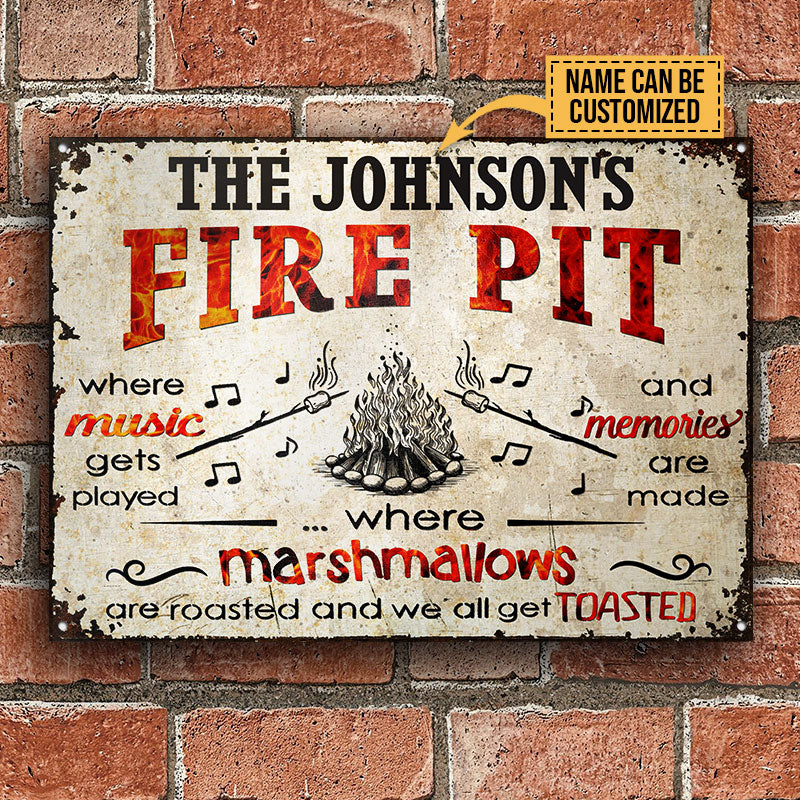 Personalized Camping Fire Pit Get Toasted Horizontal Custom Classic Metal Signs - Image 2