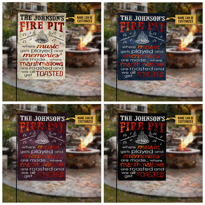 Personalized Camping Firepit Get Toasted Black Customized Flag - Image 2