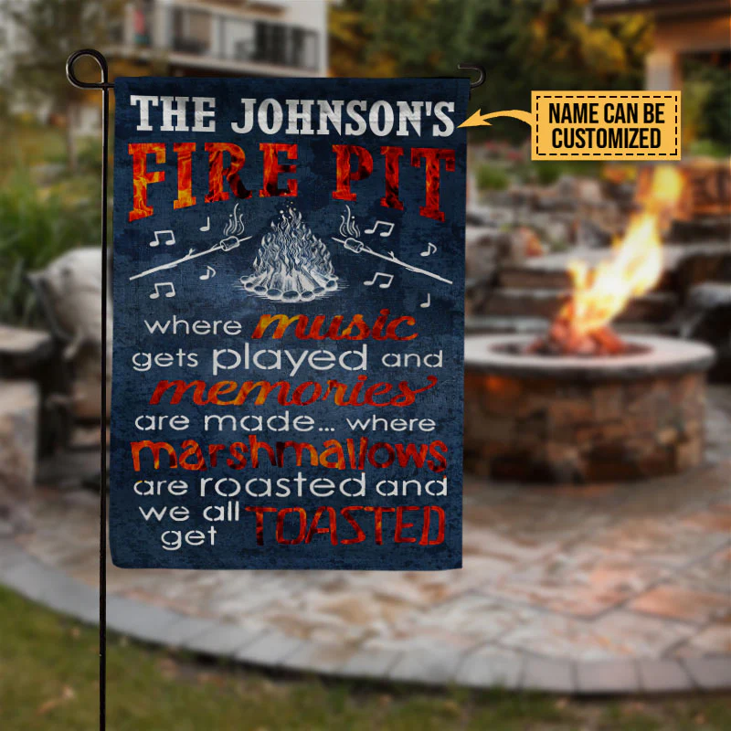 Personalized Camping Firepit Get Toasted Black Customized Flag - Image 5