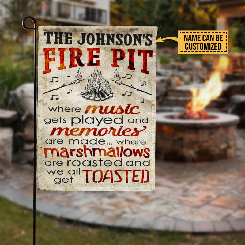 Personalized Camping Firepit Get Toasted Black Customized Flag - Image 7