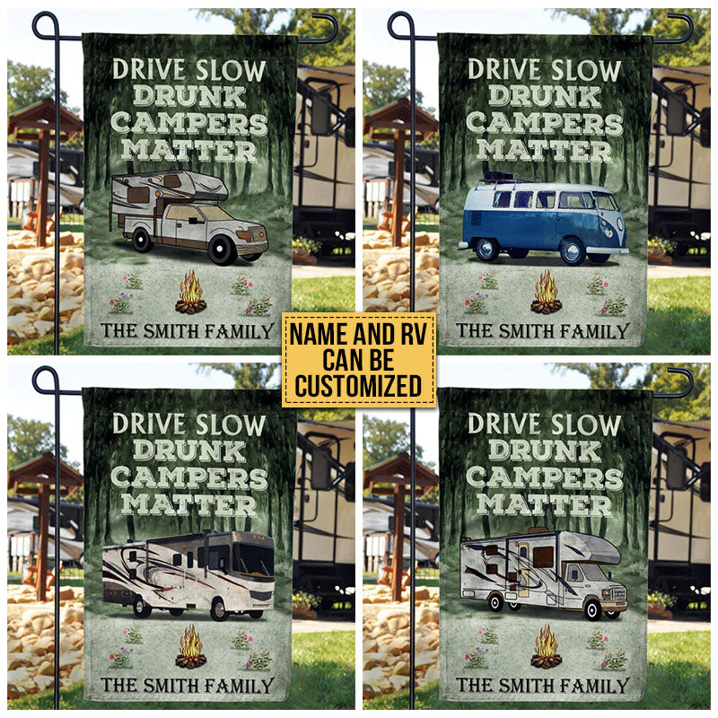 Personalized Camping Forest Drunk Camper Matter Custom RV Customized Flag - Image 3
