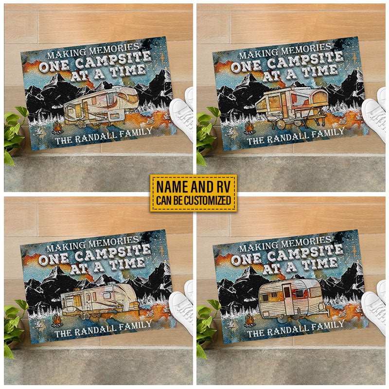 Personalized Camping Making Memories Blue Earth Custom RV Customized Doormat - Image 3