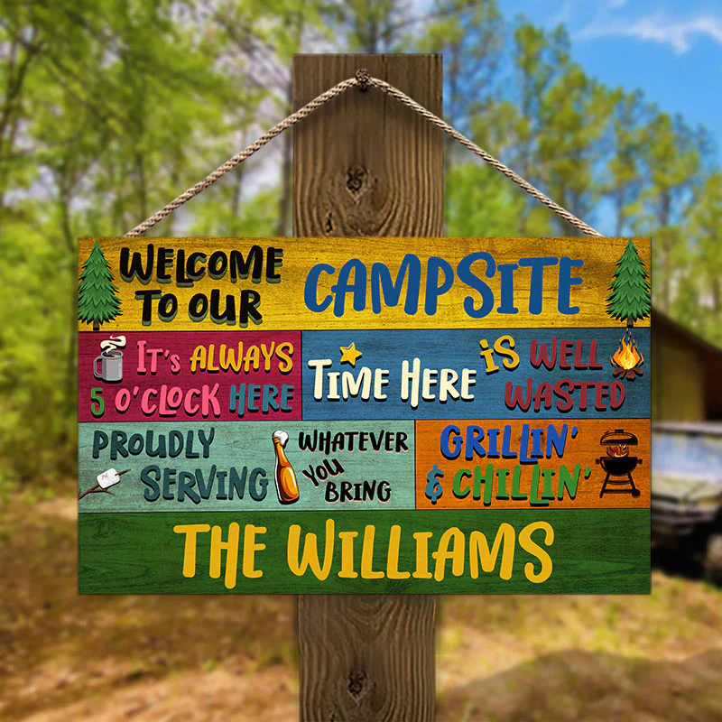 Personalized Camping Proudly Serving Custom Wood Rectangle Sign, Camping Gift - Image 3