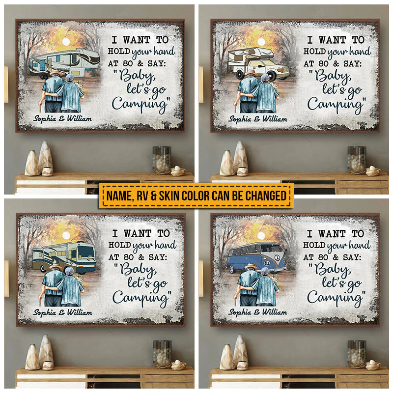 Personalized Camping RV Old Couple Hold Your Hand Skin Custom Poster - Image 3