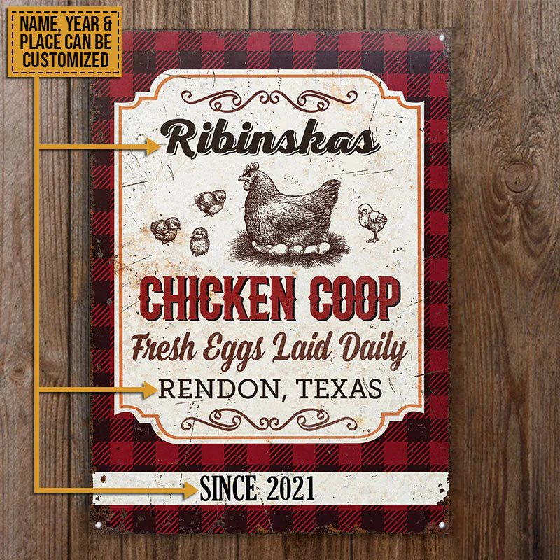 Personalized Chick Chicken Coop Fresh Eggs Laid Daily Customized Classic Metal Signs - Image 4