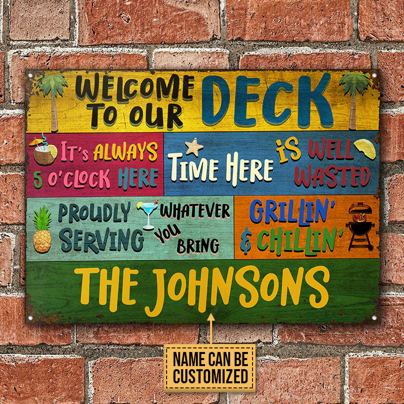 Personalized Deck Welcome Grillin And Chillin Custom Classic Metal Signs - Image 2