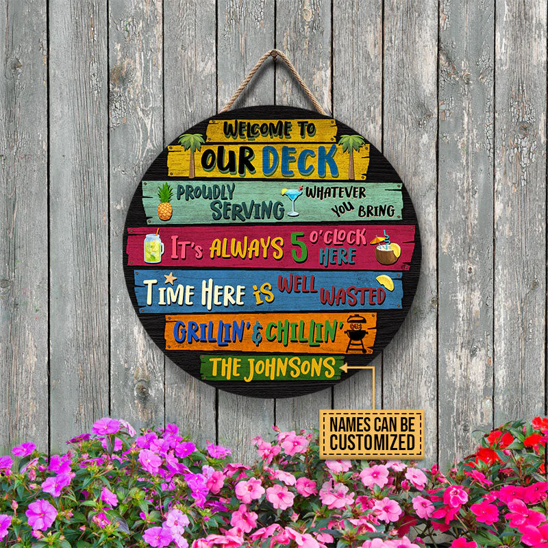Personalized Deck Welcome To Custom Wood Circle Sign - Image 2