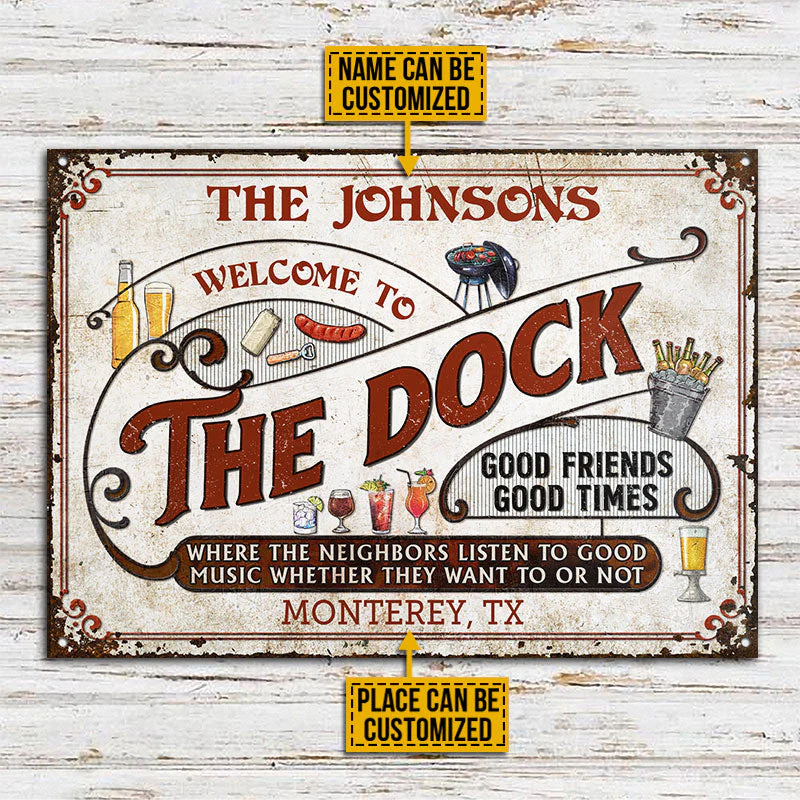Personalized Dock Grilling Red Listen To The Good Music Custom Classic Metal Signs - Image 3