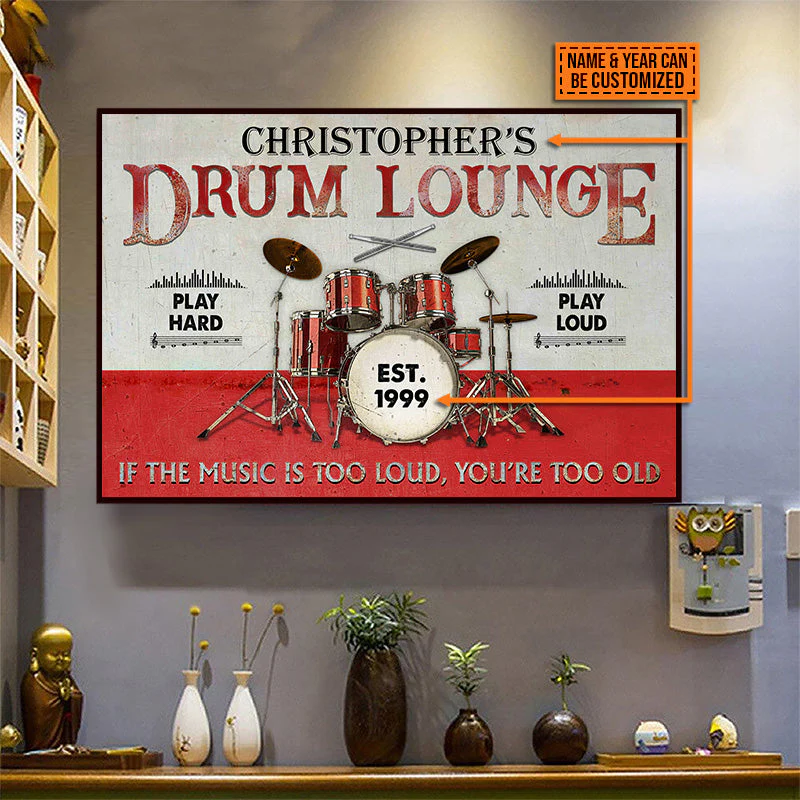 Personalized Drum Lounge Play Hard Play Loud Customized Poster & Canvas - Image 5